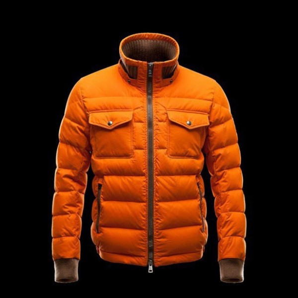 Moncler Moda Arancione collo alto cerniera e Slash Uomo Giacche uscita